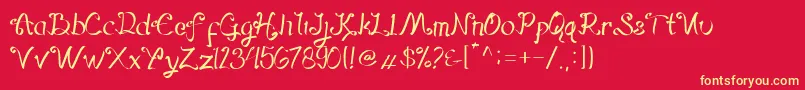 Hegorustow-Schriftart – Gelbe Schriften auf rotem Hintergrund