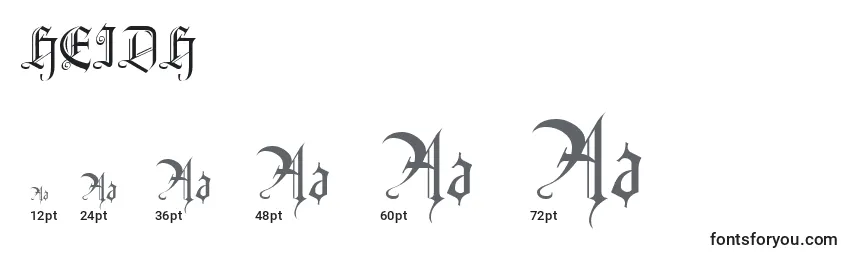 Размеры шрифта HEIDH    (129281)