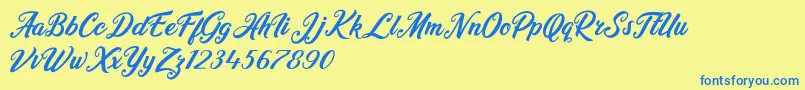 Heidy Indigo Font – Blue Fonts on Yellow Background
