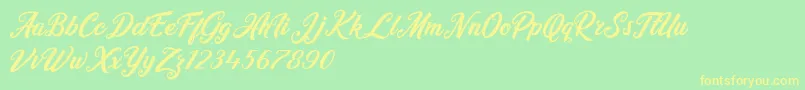 Heidy Indigo-Schriftart – Gelbe Schriften auf grünem Hintergrund