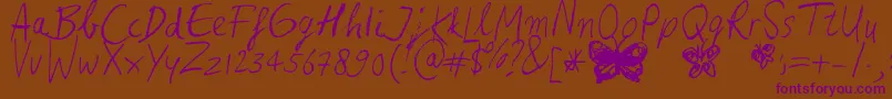 Heina s hurry Font – Purple Fonts on Brown Background