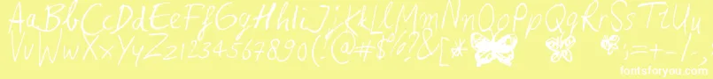 Heina s hurry-Schriftart – Weiße Schriften auf gelbem Hintergrund