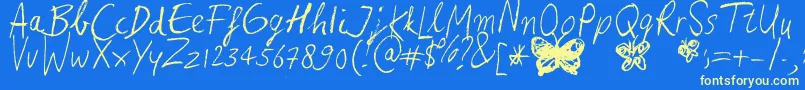 Heina s hurry-Schriftart – Gelbe Schriften auf blauem Hintergrund