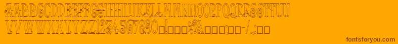 Fonte Helena Outline – fontes marrons em um fundo laranja