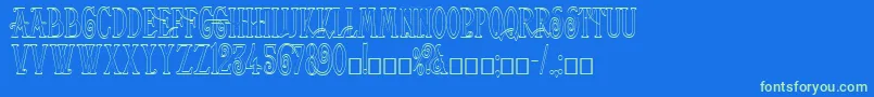 Weitere Informationen zur Helena Outline-Schriftart Helena Outline-Schriftart – Grüne Schriften auf blauem Hintergrund