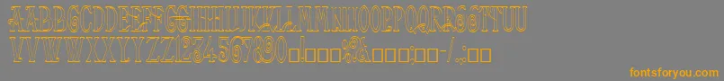 Weitere Informationen zur Helena Outline-Schriftart Helena Outline-Schriftart – Orangefarbene Schriften auf grauem Hintergrund