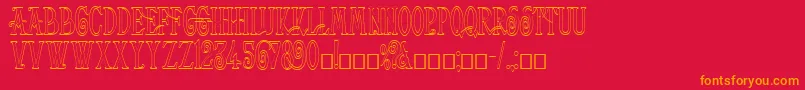 Fonte Helena Outline – fontes laranjas em um fundo vermelho