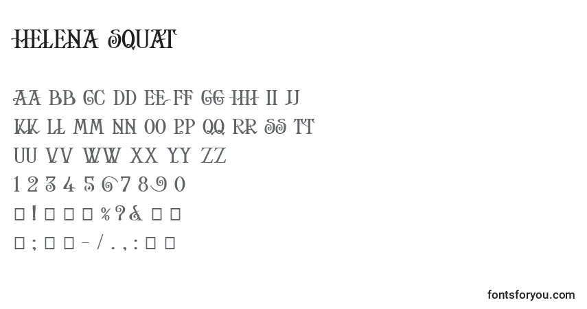 Schriftart Helena Squat – Alphabet, Zahlen, spezielle Symbole