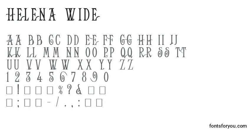 Schriftart Helena Wide – Alphabet, Zahlen, spezielle Symbole