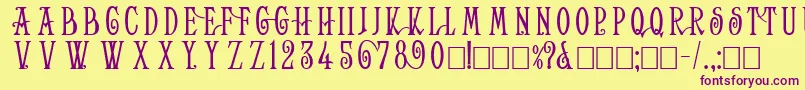 Helena Wide Font – Purple Fonts on Yellow Background