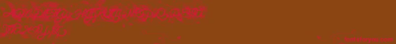 Helene  Queen K Font – Red Fonts on Brown Background