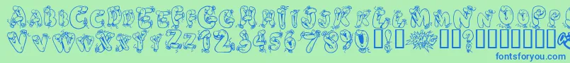 Helium Heaven-fontti – siniset fontit vihreällä taustalla