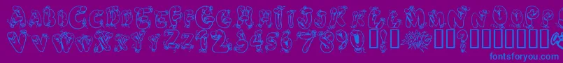 フォントHelium Heaven – 紫色の背景に青い文字
