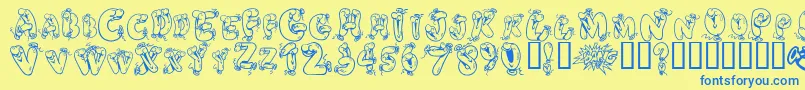 Helium Heaven Font – Blue Fonts on Yellow Background