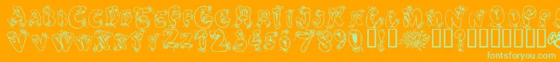 Helium Heaven Font – Green Fonts on Orange Background