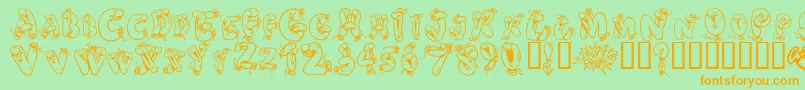 Helium Heaven Font – Orange Fonts on Green Background