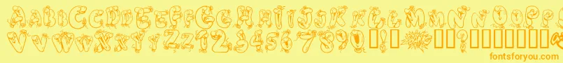 Helium Heaven Font – Orange Fonts on Yellow Background