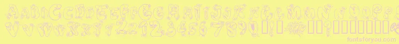 Helium Heaven Font – Pink Fonts on Yellow Background
