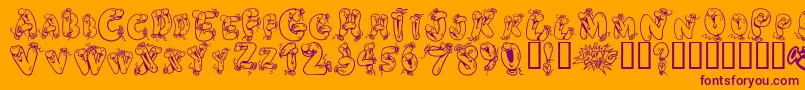 Helium Heaven Font – Purple Fonts on Orange Background
