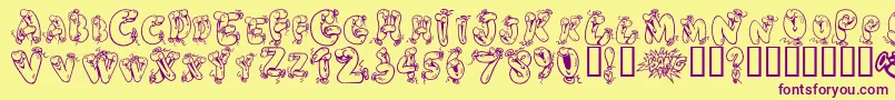 Helium Heaven Font – Purple Fonts on Yellow Background