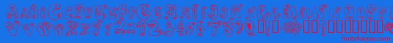 Helium Heaven Font – Red Fonts on Blue Background