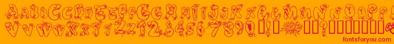Helium Heaven Font – Red Fonts on Orange Background