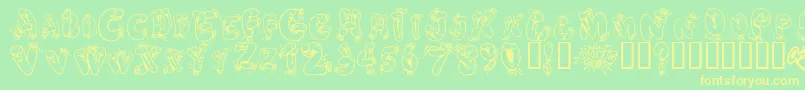 Helium Heaven Font – Yellow Fonts on Green Background