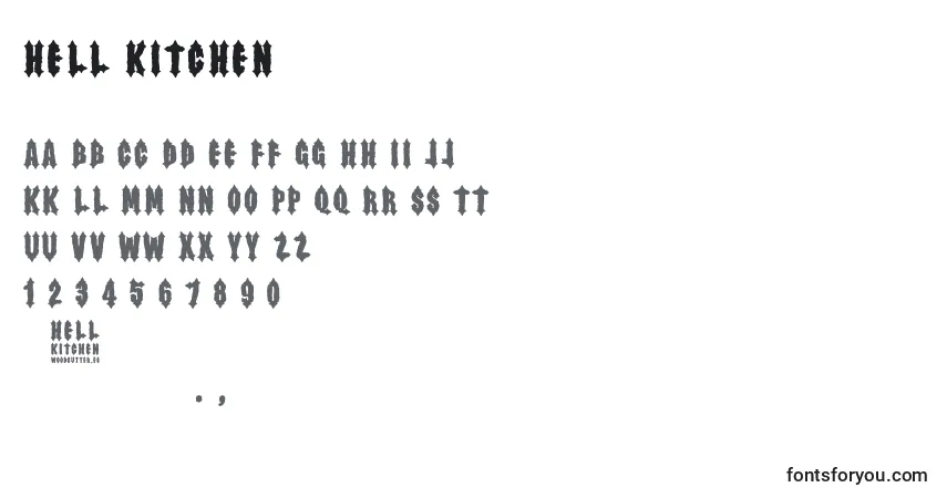 Czcionka Hell Kitchen – alfabet, cyfry, specjalne znaki
