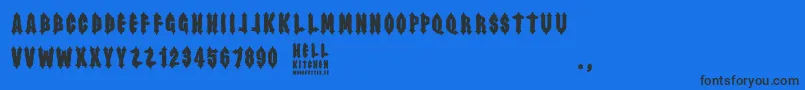 Hell Kitchen-Schriftart – Schwarze Schriften auf blauem Hintergrund