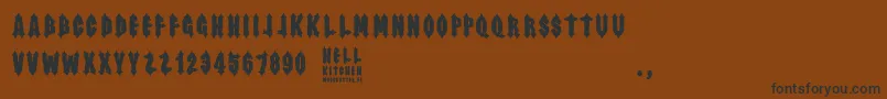Czcionka Hell Kitchen – czarne czcionki na brązowym tle