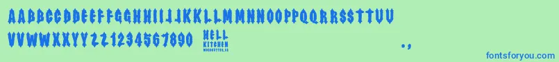 Hell Kitchen-fontti – siniset fontit vihreällä taustalla