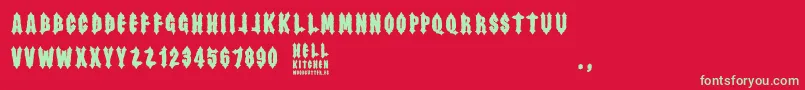 Hell Kitchen Font – Green Fonts on Red Background
