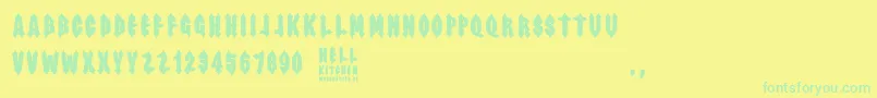 フォントHell Kitchen – 黄色い背景に緑の文字
