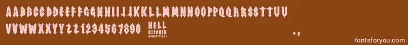 Hell Kitchen-Schriftart – Rosa Schriften auf braunem Hintergrund