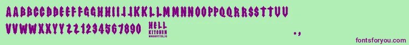 Hell Kitchen Font – Purple Fonts on Green Background