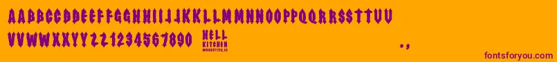 Hell Kitchen Font – Purple Fonts on Orange Background