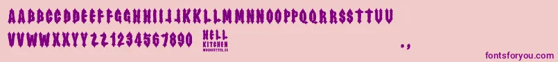 Hell Kitchen-Schriftart – Violette Schriften auf rosa Hintergrund