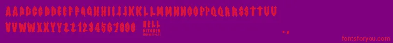 Więcej informacji o czcionce Hell Kitchen Czcionka Hell Kitchen – czerwone czcionki na fioletowym tle