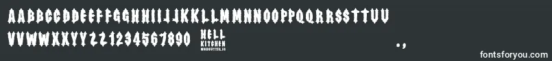 Weitere Informationen zur Hell Kitchen-Schriftart Hell Kitchen-Schriftart – Weiße Schriften auf schwarzem Hintergrund