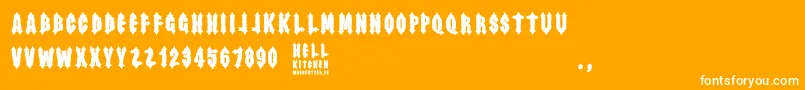 En savoir plus sur la police Hell Kitchen Police Hell Kitchen – polices blanches sur fond orange