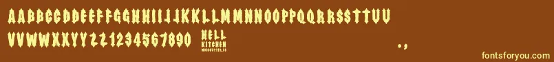 Czcionka Hell Kitchen – żółte czcionki na brązowym tle