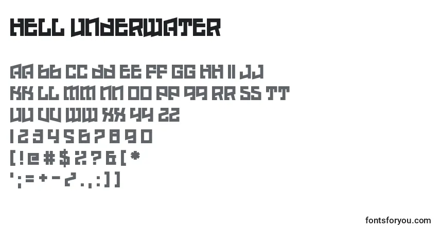 A fonte Hell Underwater – alfabeto, números, caracteres especiais