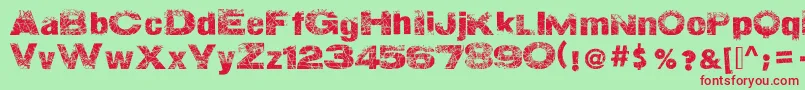 フォントActionOfTheTimeNew – 赤い文字の緑の背景