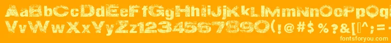 ActionOfTheTimeNew-Schriftart – Gelbe Schriften auf orangefarbenem Hintergrund