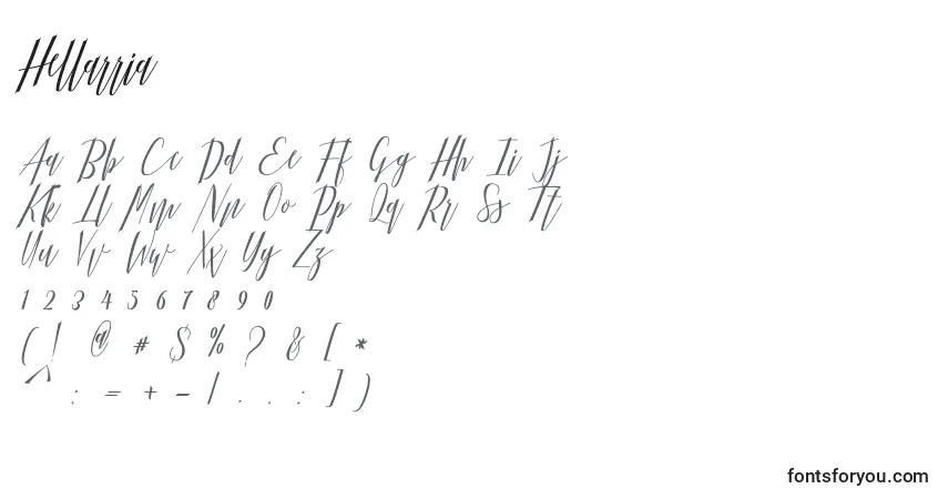 Fuente Hellarria - alfabeto, números, caracteres especiales