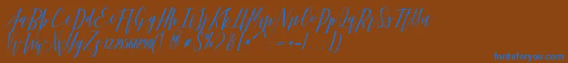 フォントHellarria – 茶色の背景に青い文字