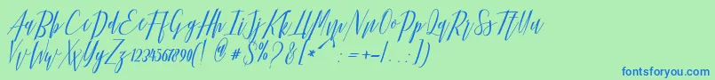 Hellarria Font – Blue Fonts on Green Background