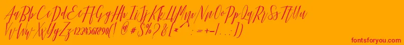 フォントHellarria – オレンジの背景に赤い文字