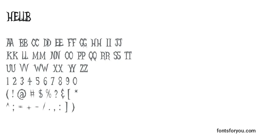 Schriftart HELLB    – Alphabet, Zahlen, spezielle Symbole