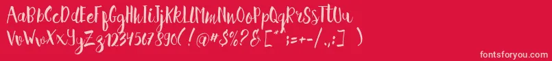 Hellena Script Free Sample Font – Pink Fonts on Red Background